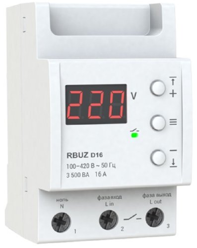 Реле напряжения однофазное для работы через контактор цифровое на DIN-рейку Rbuz D16 картинка